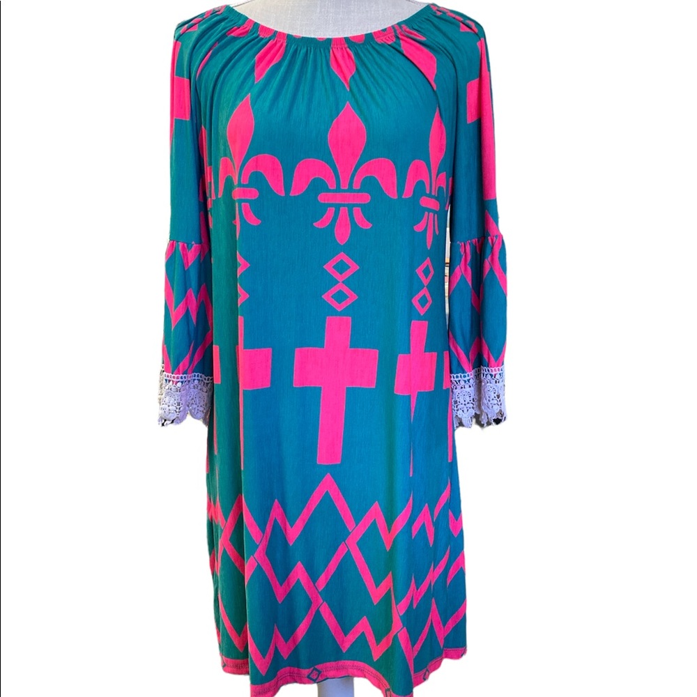 R.Rouge Ladies Dress Pink & Teal